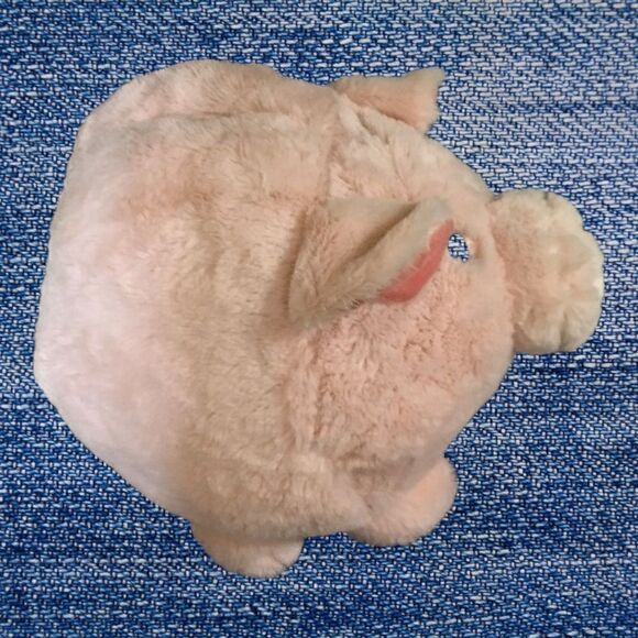 Piggy Bank FABNY JUMBO Plush Baby Pink Pig Soft Huggable 9”x9”x11” - Picture 3 of 5